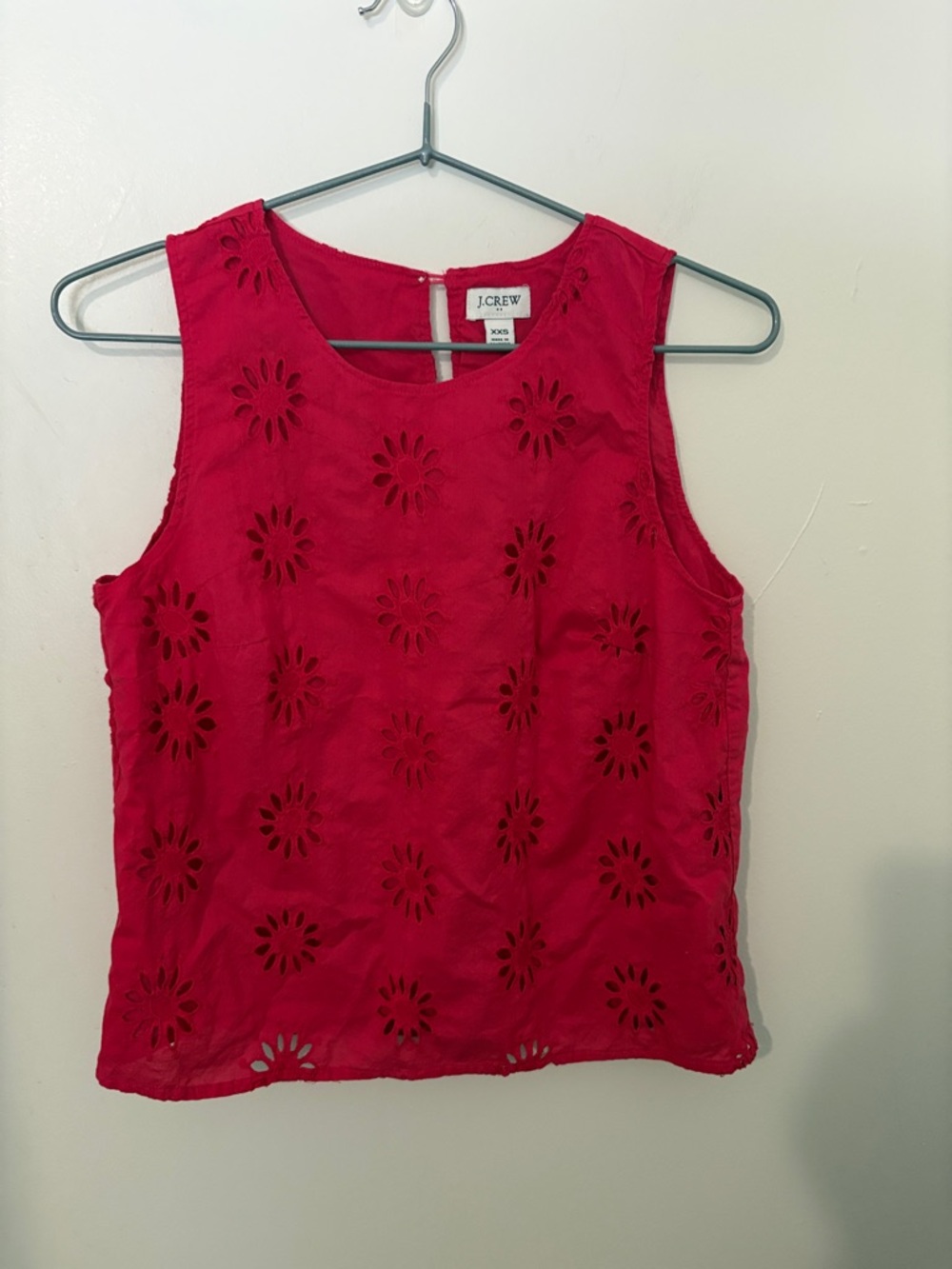 J. Crew Bright Pink Eyelet Sleeveless Top